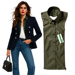 NWT Brunne DICKEY Compatible with VERONICA BEARD Blazer Button Down Shirt 00-14